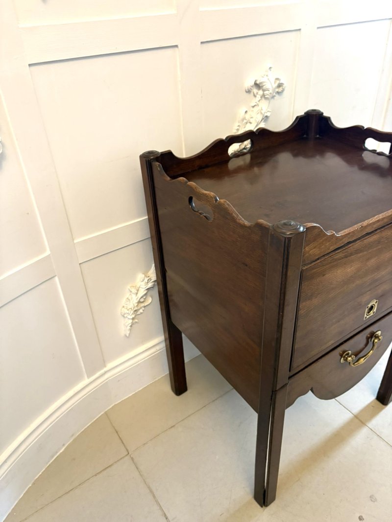 Antique Georgian Mahogany Tray Top Bedside Table Nightstand Lamp Table - Image 8